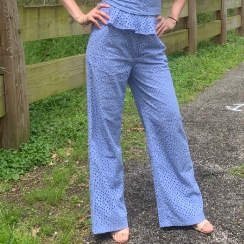 Anglaise Wrapped Stretch Pants Gaga Blue Small